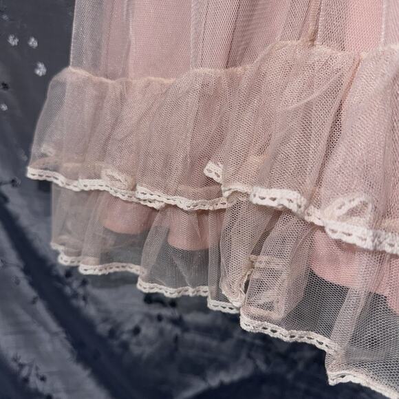 Lolita Dress Teen Small Pink Sheer Lined Puff Ruffle Bow Full Tiers Cosplay - Picture 5 of 9